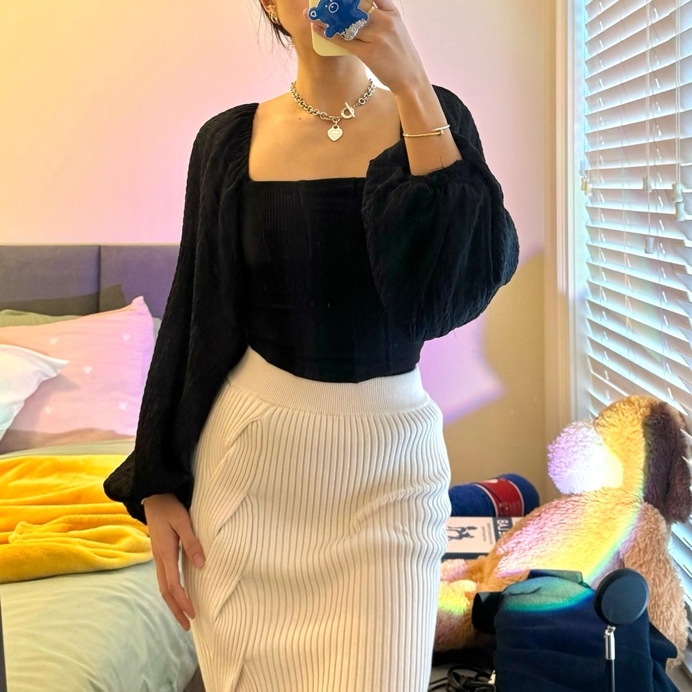 Urban Outfitters Black Corset Style Blouse in S